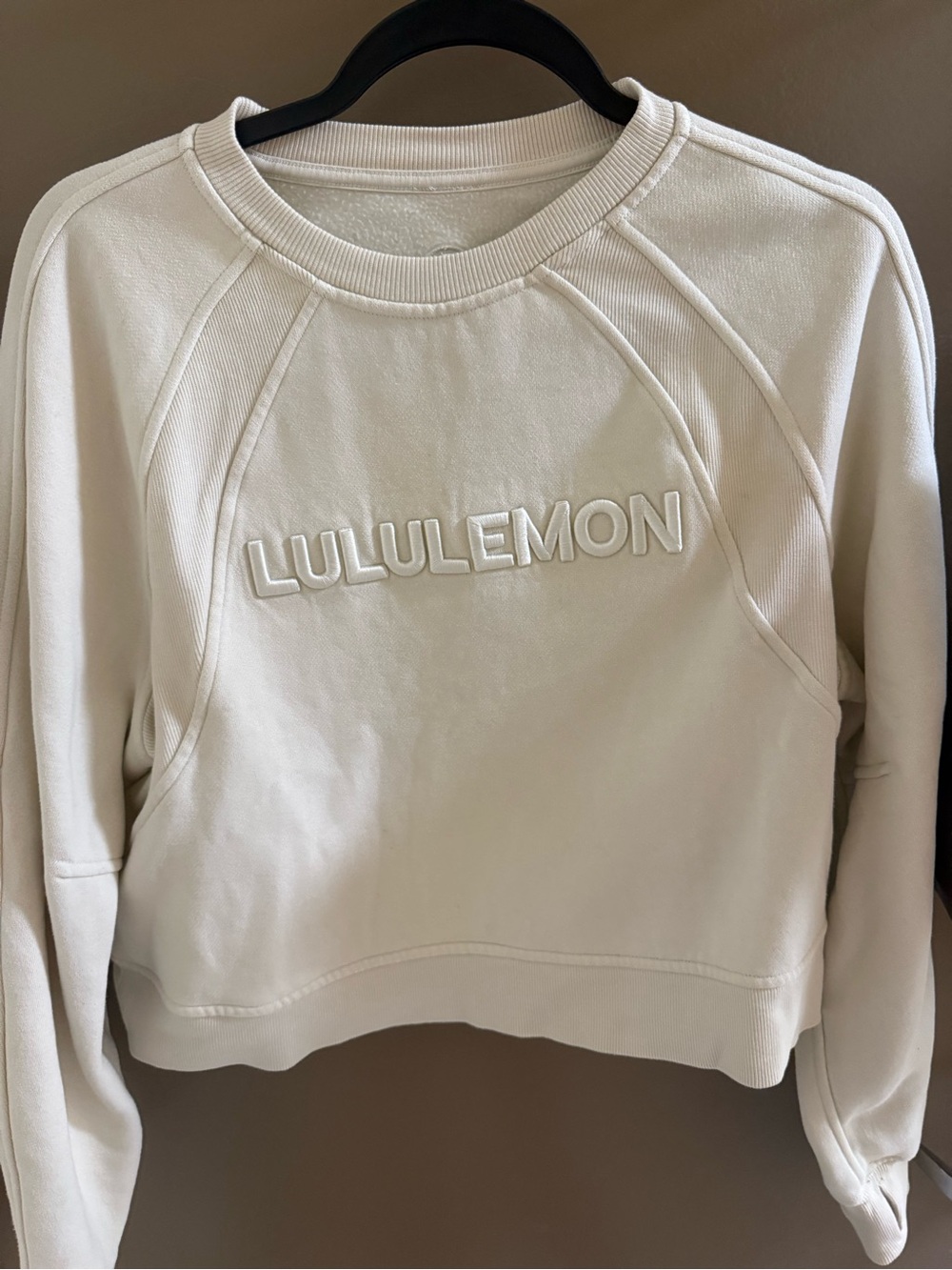 lululemon athletica Cream Embroidered Logo Crewneck